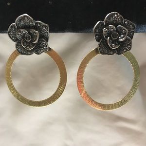 Gold and silver earrings